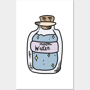 moon water spell jar Posters and Art